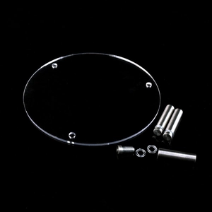3-tier round black acrylic cake stand with stainless steel pillars for wedding dessert display