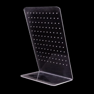 L-shaped transparent acrylic earring organizer stand with 120 holes for jewelry display