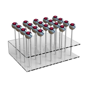 Macro view of 15-hole acrylic lollipop display stand showing double-layer support