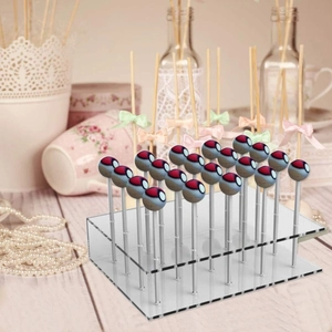 Clear 20-hole acrylic lollipop and cake pop display stand for wedding or party tables