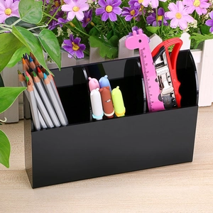 Black acrylic 3-compartment wall-mounted organizer for TV and AC remote controls