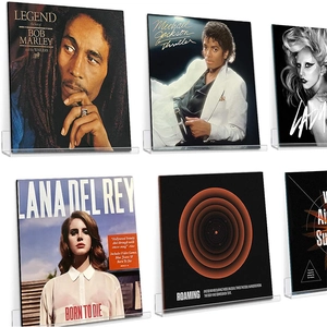6-pack of 12-inch clear acrylic vinyl record shelves for minimalist wall-mounted display