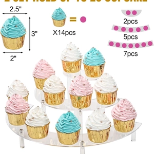 3-tier clear acrylic cupcake display stand with tiered semi-circle design for desserts