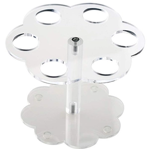 6-hole transparent acrylic ice cream cone holder with petal-shaped plates and metal screw