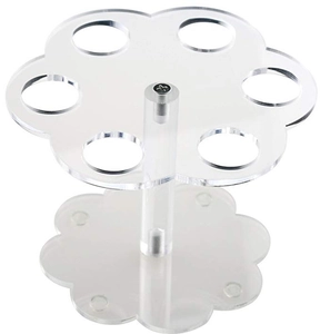 Detail of clear acrylic 6-hole stand with screw assembly for ice cream or lollipops