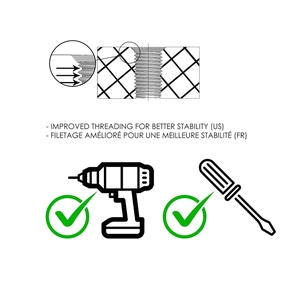Detail showing improved threading on acrylic scooter rack for enhanced stability