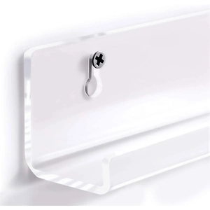 Set of 6 clear acrylic vinyl record wall mounts with U-shape design and mounting screws