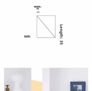 Detailed size schematic showing 25cm width and 35cm length for Nordic acrylic wall clock