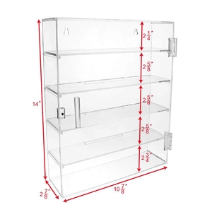 Wall-mounted 5-tier clear acrylic display case for collectibles and action figures