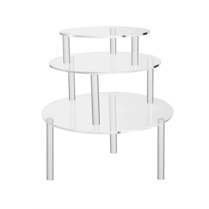 Set di 3 supporti circolari trasparenti in acrilico per torte o profumi