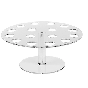 Clear 16-hole acrylic ice cream cone stand with round top plate and stable base