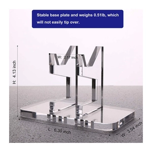 Acrylic game controller stand dimensions showing height 4.13 inches and thickened base
