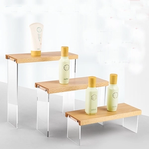 Modern Simple Acrylic Beech Wood Desktop Display Rack For Perfume Action Figure Shoes Bag Storage Shelf Organizer Stand