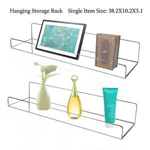 Transparent Acrylic Floating Shelf Wall Mounted Invisible Book Shelf Bathroom Kitchen Storage Organizer Modern Polished Rack