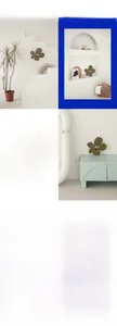 Detail of army green flower shaped acrylic wall clock in modern minimalist interior settings
