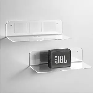 Clear Acrylic Floating Shelves Wall Mounted Storage Rack Drill-Free Modern Display Shelf For Small Speakers Clock Home Decor