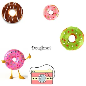 Acrylic tiered display stand featuring realistic chocolate and strawberry donuts for parties