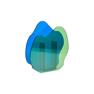Modern wavy acrylic flower vase in translucent blue and green for Nordic home decor