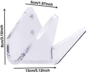Supporto a parete in acrilico per skateboard con dimensioni 13 cm di lunghezza e 8 cm di altezza