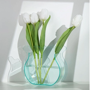Modern Wave Edge Acrylic Vase Ins Style Transparent Decorative Flower Vase Container For Home Living Room Office Desktop
