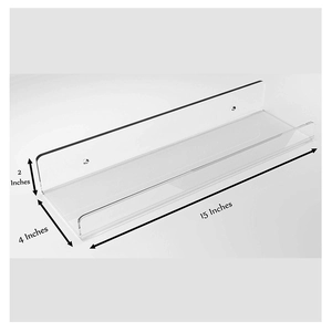 Clear acrylic floating shelf 15 inch wall mounted organizer for office and bathroom