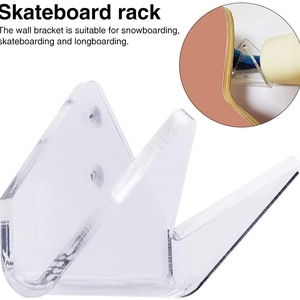Supporto da parete in acrilico trasparente per skateboard e longboard dallo stile minimalista