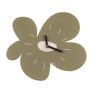 Modern olive green floral acrylic wall clock with minimalist black hands and white markers