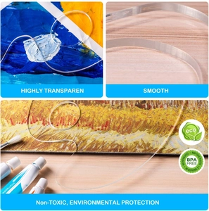 Close-up of highly transparent acrylic art palette with smooth edges and BPA free material