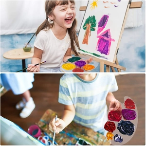 3-piece clear acrylic paint palette set with thumb hole and brushes for oil and acrylic art