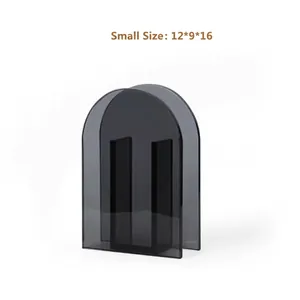 Detail view of small grey acrylic arch vase, dimensions 12x9x16 cm for home decor