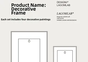 Schematic of decorative frames showing rectangular wireframes and included art sets