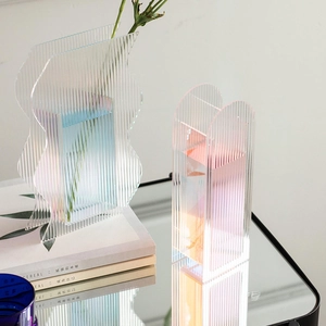 Nordic iridescent acrylic ripple vases for modern home tabletop floral decoration