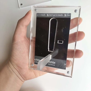 Handheld transparent acrylic magnetic photo frame for 3-inch instax film display