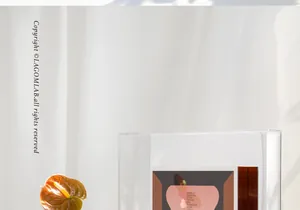 Detail of colorful geometric acrylic frame with artistic illustration and modern finish