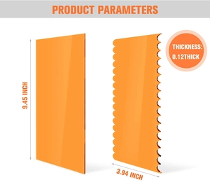 Detailed size parameters of acrylic cake scraper set with wavy and straight edges