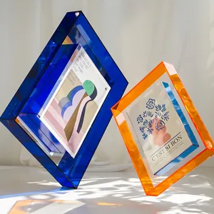 Nordic Modern Transparent Acrylic Photo Frame Iridescent Geometric Color Block Art Decorative Picture Frame For Home Desktop Wall Decor