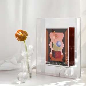 Nordic colorful geometric acrylic transparent art frame with minimalist book decor