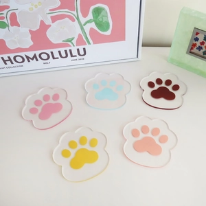 Dessous de Verre en Acrylique en Forme de Patte de Chat Style Ins Tapis de Coupe Antidérapants Résistants à la Chaleur Décor de Table