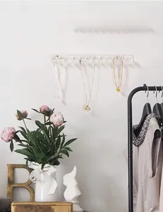 Details von 12 Haken am transparenten Acryl-Wandregal für Ketten und Schmuck