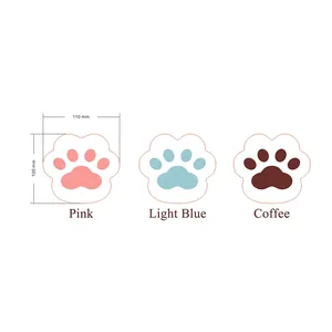 Trois dessous de verre chat en acrylique rose, bleu et marron, largeur de 110 mm