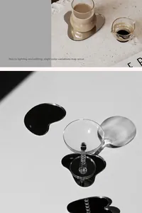 Detailed view of an irregular silver acrylic mirror coaster with reflective cloud shape