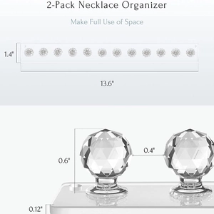 Set aus 2 Acryl-Halskettenhaltern mit 10 Diamant-Haken zur Wandmontage für Schmuck