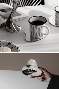 Irregular acrylic mirror coaster detail with sleek reflective surface and cloud shape