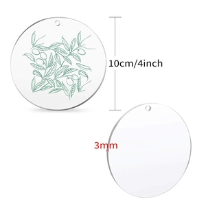 Set of two 10cm clear acrylic circles for DIY painting with a 3mm pre-drilled hole