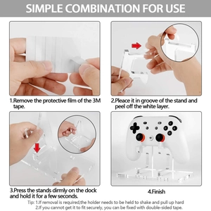 Installation guide for acrylic game controller wall mount with 3M adhesive base