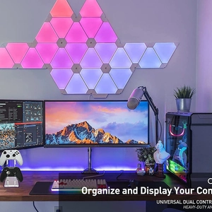 Universal Dual Tier Acrylic Game Controller Stand Desktop Display Rack For Controllers And Headsets Modern Gaming Room Organizer