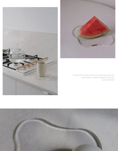 Detailed view of clear irregular acrylic decorative coaster with wavy water-drop edges