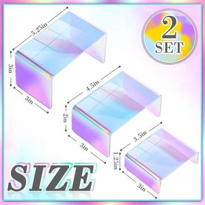 Set di 6 espositori in acrilico iridescente per gioielli e scarpe in tre misure