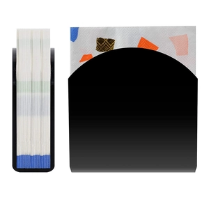U-shaped black acrylic napkin holder for cocktails and tissues with dual view angles