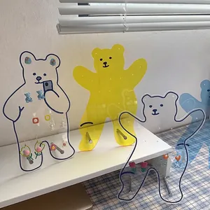 Cute Bear Acrylic Jewelry Display Rack Earrings Necklace Storage Stand Artistic Cartoon Shaped Jewelry Organizer For Women Home